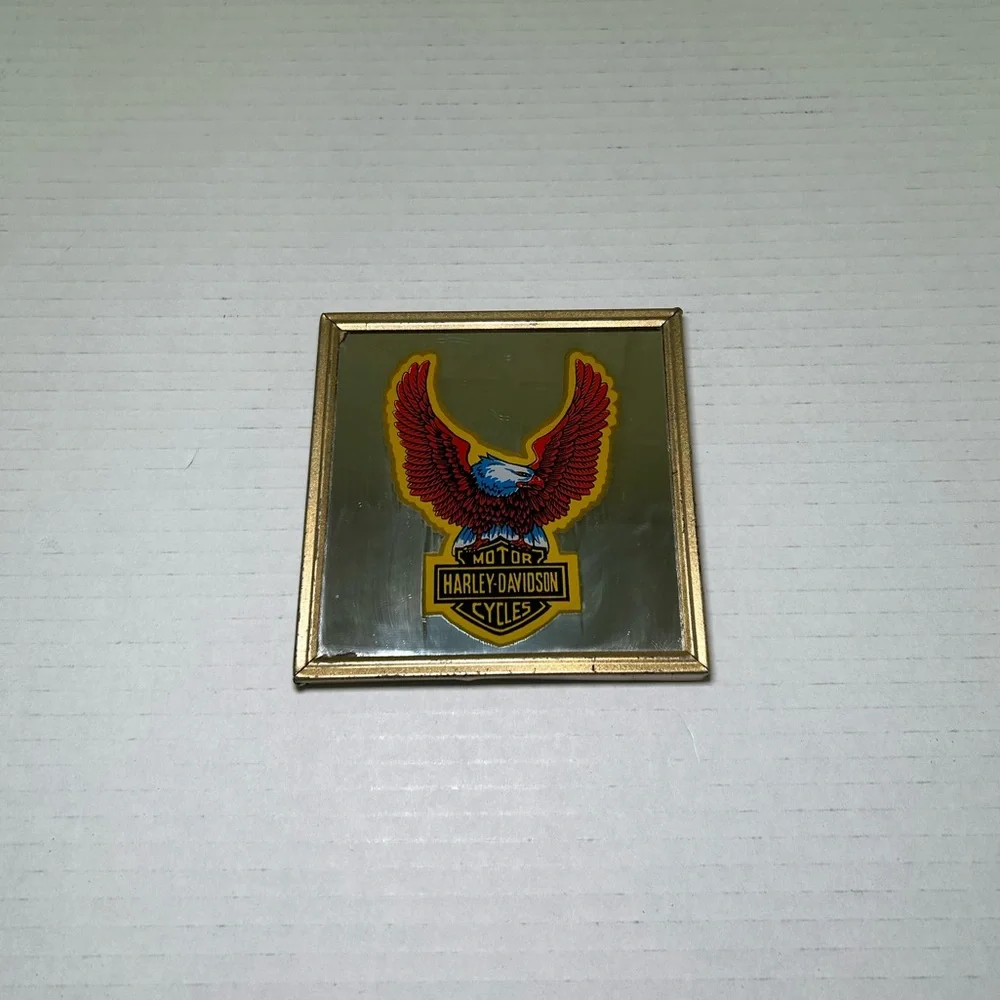 Rare Vtg 80s Harley Davidson Motorcycle Mirror Framed Bar Mancave Wall Art